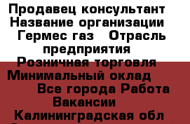 Продавец-консультант › Название организации ­ Гермес-газ › Отрасль предприятия ­ Розничная торговля › Минимальный оклад ­ 45 000 - Все города Работа » Вакансии   . Калининградская обл.,Светловский городской округ 